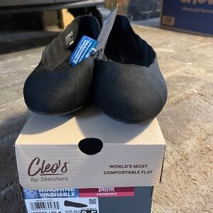 Skechers Black Textile Slip-Ons